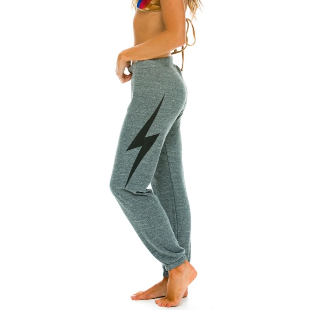 Aviator Nation Gray Lightning Bolt Sweatpants